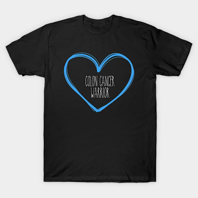 Colon Cancer Warrior Heart Support T-Shirt by MerchAndrey